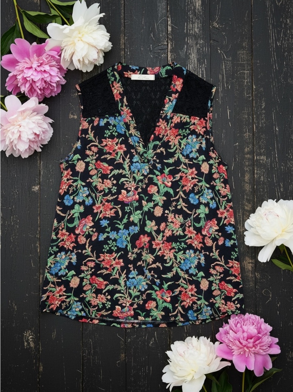 Les Amis floral, sleeveless shirt